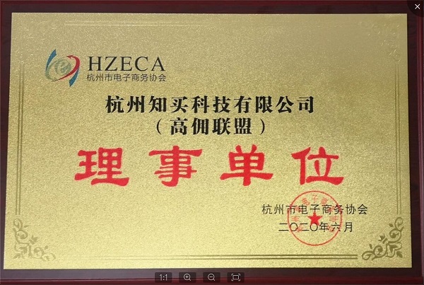 高佣联盟荣获杭州市电子商务协会理事单位